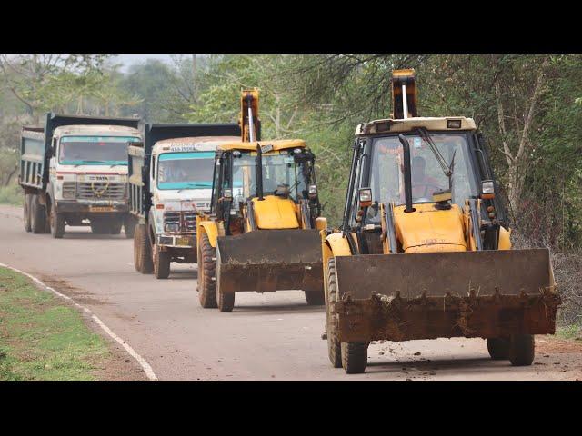 JCB 3dx Backhoe Fully Loading Mud in Tata 2518 Ex Truck and Tata Truck