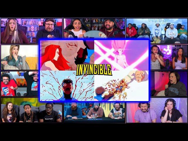 Youtubers React To INVINCIBLE & EVE 'KILL" CONQUEST | Invincible S3 Ep 8 End Fight Reaction Mashup