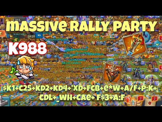 Lords Mobile - BIGGEST RALLY PARTY AT K988. HOW MANY ZEROES? 17 RALLIES INCOMING