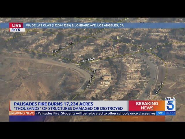 Before and after aerial views show devastation caused by Palisades Fire