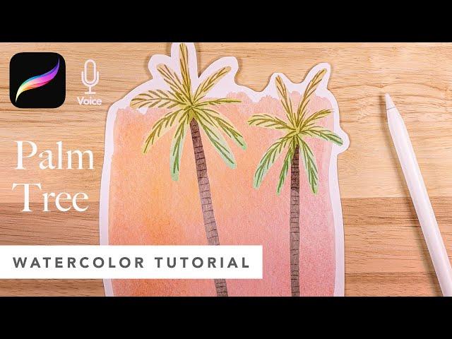 Watercolor Palm Tree // SO EASY! // Watercolor Tutorial for Procreate