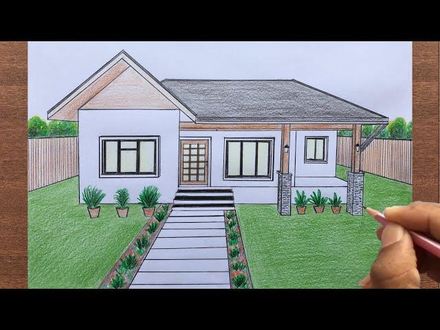 How to Draw a House in 1-Point Perspective Step By Step