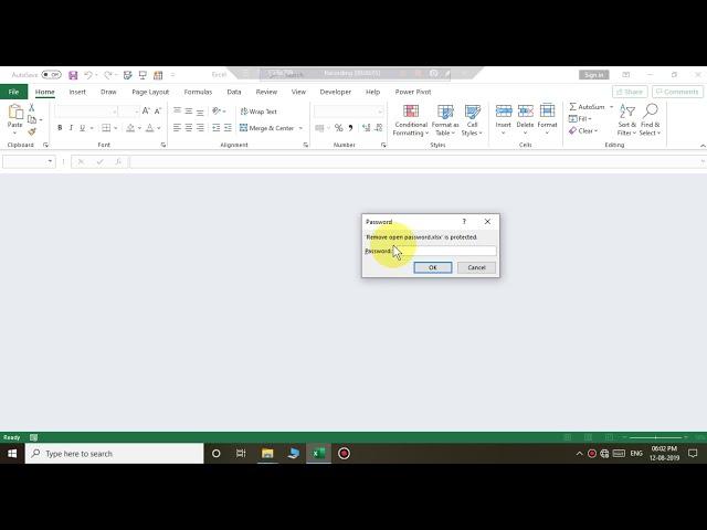 How to remove the password required to open workbook in MS Excel Office 365