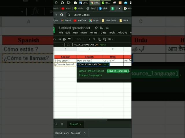 How to translate language in excel #shorts #youtubeshorts
