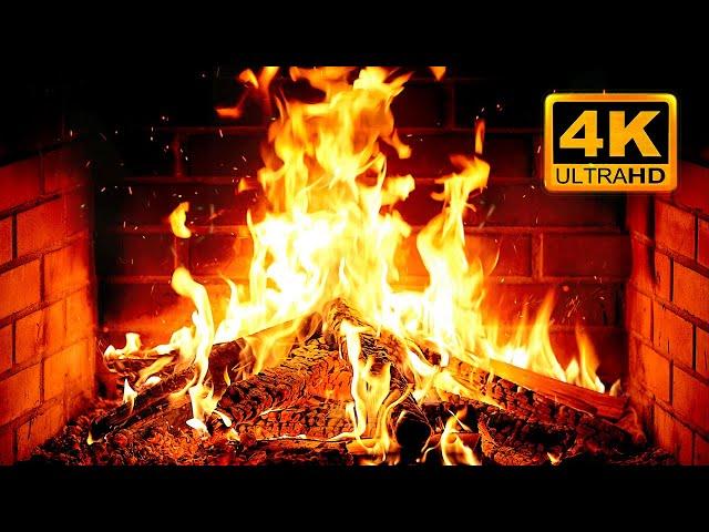  Cozy Fireplace 4K (12 HOURS). Fireplace with Crackling Fire Sounds. Fireplace Ambience