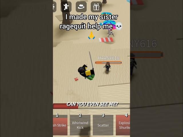 I made my sister ragequit  #shorts #dancing #thestrongestbattlegrounds #roblox #robloxmemes