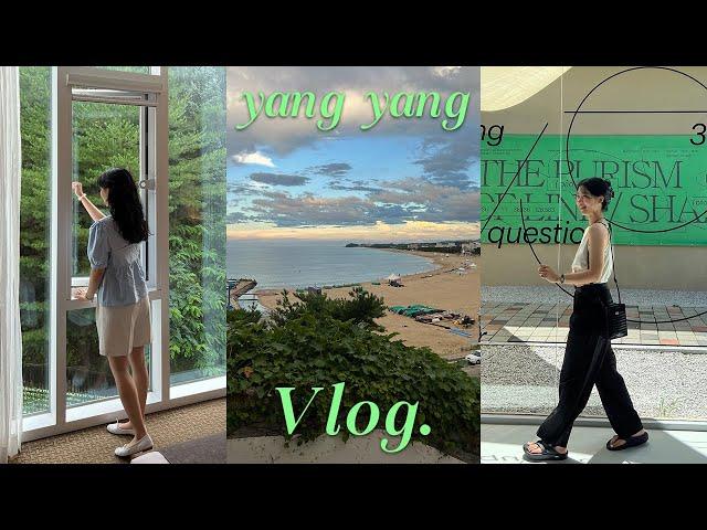 양양Vlog. 여름에 떠나는 1박 2일 양양여행 브이로그 양양 맛집, 오아오 카페, 칠드라이브인, 욜스테이샵, 낙산비치호텔, 낙산해수욕장, 대문자 J만 믿고 따라오세요!