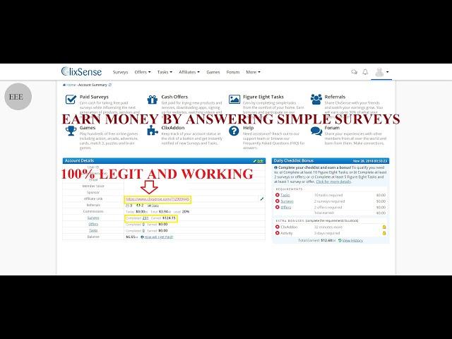 Clixsense - EARN MONEY ONLINE WITHOUT INVESTMENT UPTO $100 EVERY DAY - IN ENGLISH