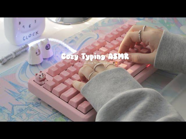 ⋆⁺₊ ⋆⁺ [Cozy Typing ASMR] Typing in front of the campfire 도자기 키캡 🪵ˎˊ˗  Wood burning sound ㅣ중간광고 없음