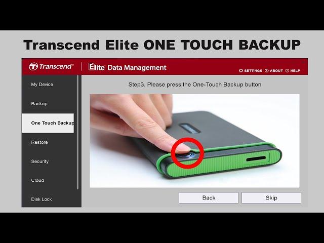 Transcend Drive ONE TOUCH BACKUP Setting With Transcend Elite Software