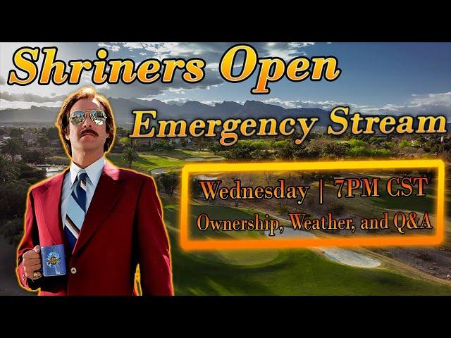 Shriners Open | Emergency Stream | PGA DFS | DraftKings Strategy | (Not) Picks