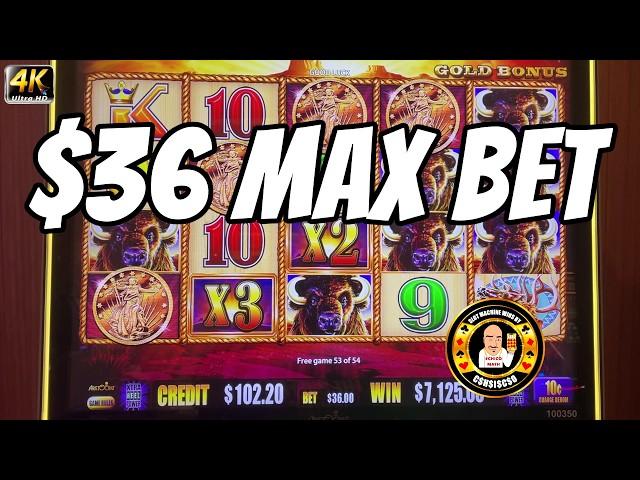 $36 MAX BET JACKPOT HAND PAY on Buffalo Gold MUST SEE!