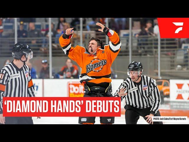 Diamond Hands Makes Memorable ECHL Debut With Massive Hit, Fight, And Cuts A Promo Between Periods