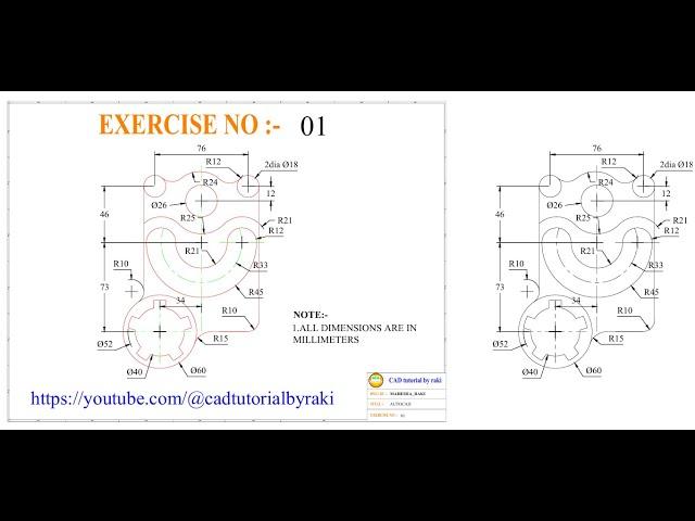 auto cad practice 2d drawing 01 / auto cad drawing / cad practice drawing