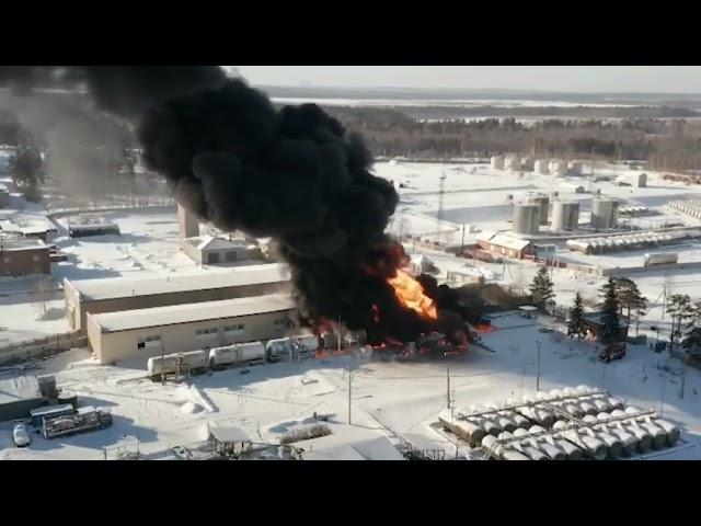 Fuel and gasoline tankers are burning in Siberia, Angarsk,.