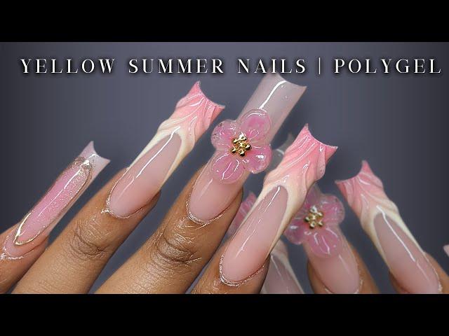 CUTE FLORAL POLYGEL NAILS Aura Nails + polygel removal | Summer Nails