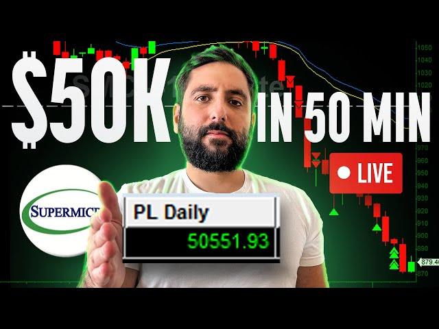 Watch Me Make $50,000 In 50 Min LIVE TRADING $SMCI | Millionaire Day Trader Strategy First Red Day*