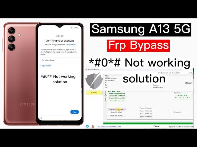Samsung A13 5G Frp Bypass *#0*# Not working Solution | Samsung a13 5g remove google lock | frp tool
