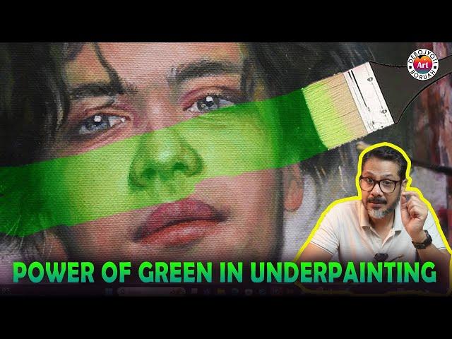 Secret of Lifelike Portraits with Acrylic: The Power of a GREEN Underpainting🟢by Debojyoti Boruah