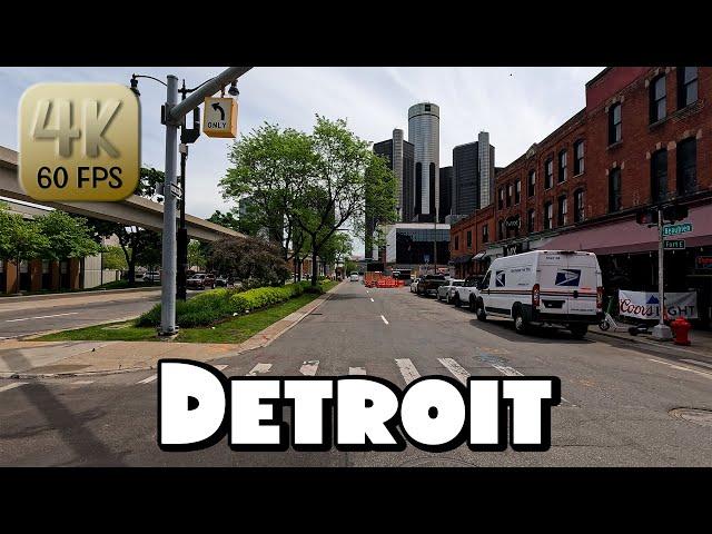 Driving Around Downtown Detroit, Michigan in 4k Video