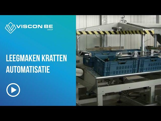 Leegmaken kratten - automatisatie / Emptying of crates - automation - Topa Jabbeke