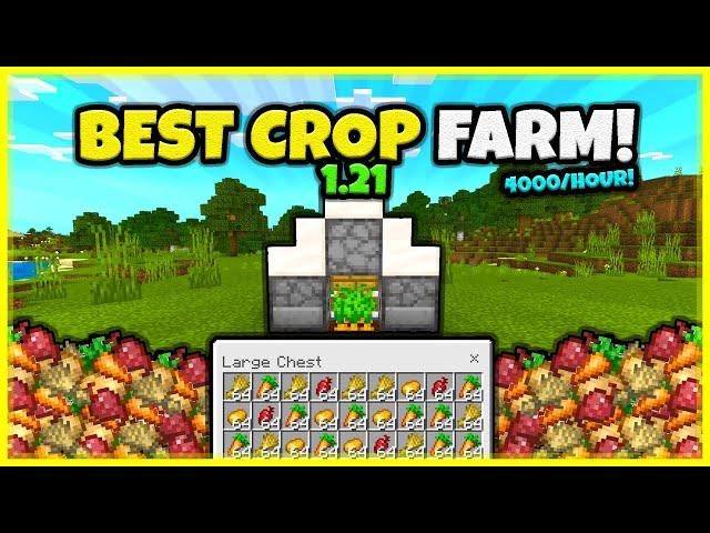 BEST CROP FARM EVER!! (VERY FAST!) In Minecraft Bedrock 1.21