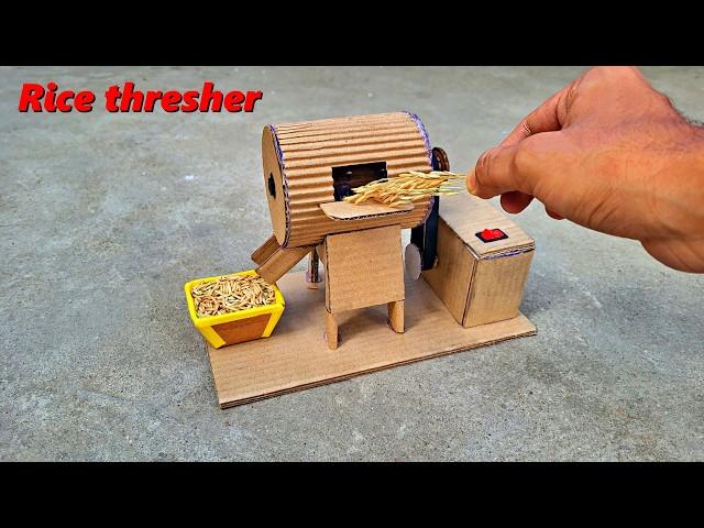 How to make mini rice/wheat thresher machine | Science Project