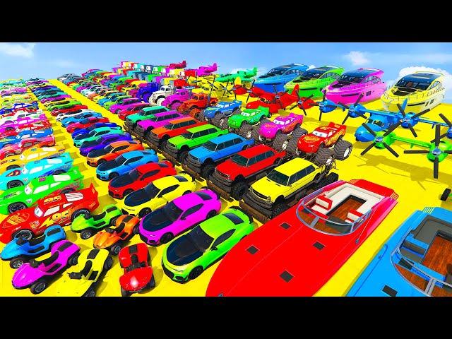 GTA V Mods Stunt Car Racing Challenge By SPIDER-MAN With Amazing Super Car Monster Truck & Motocycle