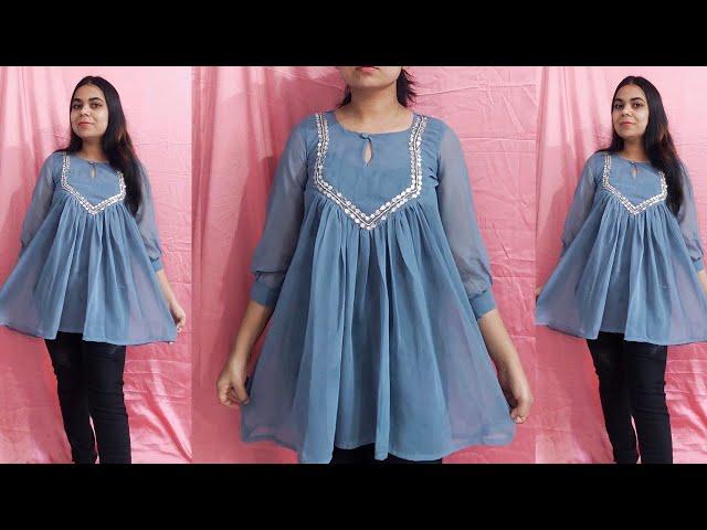 V-yoke kurti cutting and stitching || Designer kurti cutting and stitching || latest kurti design