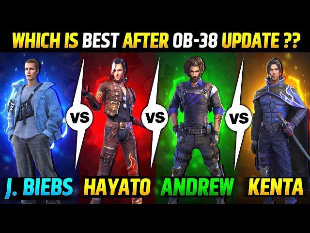 J. BIEBS VS HAYATO VS ANDREW VS KENTA FULL COMPARISON|| WHICH IS BEST CHARACTER AFTER UPDATE ??