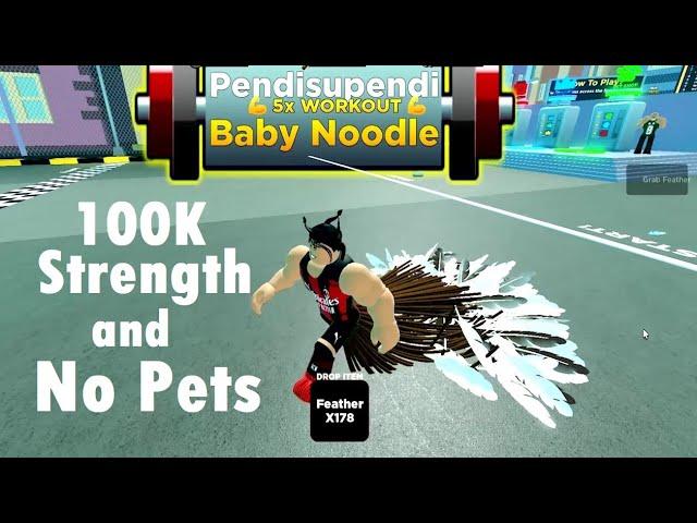 100K Strength and No Pets Challenge on Strongman Simulator Roblox