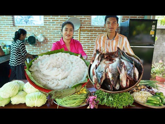 Cooking with Sreypov: Yummy Cambodia noodle cooking with country style