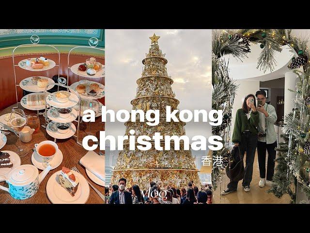 hong kong vlog | christmas afternoon tea, aqua luna and decorations around the city