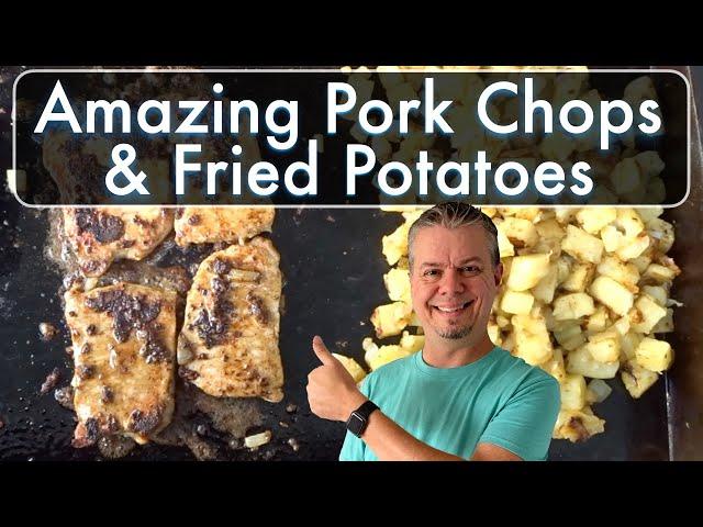 How I made Pork Chops and Fried Potatoes on Blackstone griddle