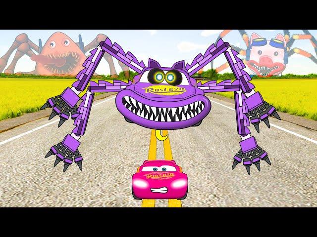 Crazy Escape From The Giant McQueen Catnap Spider Eater VS McQueen | Farming Simulator 22 #10