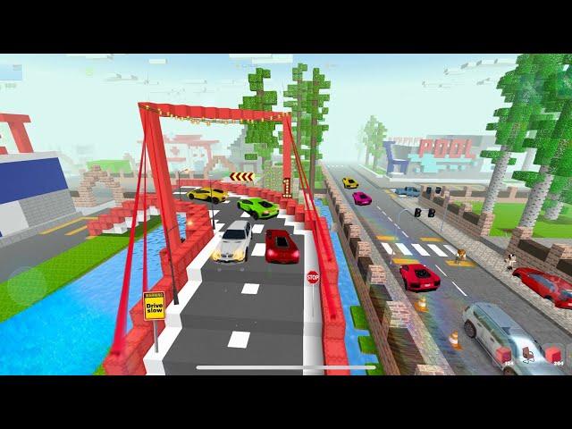 Cars on the bridge for the first time in school party craft game