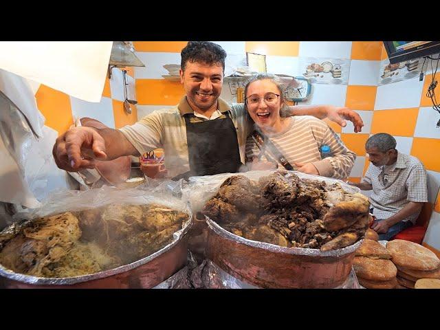 Morocco Street Food - HALAL STREET FOOD in Fes!! BEST Moroccan Couscous + Eating Camel Meat!