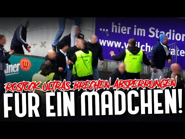 Rostock-Ultras brechen die Absperrungen wegen eines Mädchens! (Aue - Hansa)