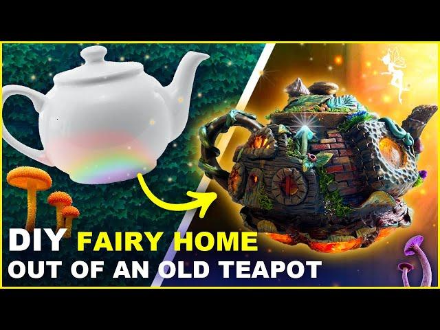 DIY Fairy Home Out of an Old Teapot and Trash