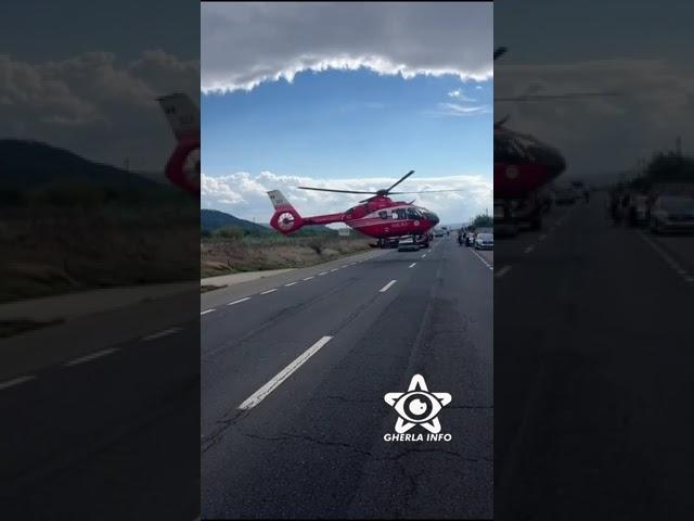 Accident Livada (Cluj) cu motocicleta si autoturism, elicopter SMURD 12 09 2024