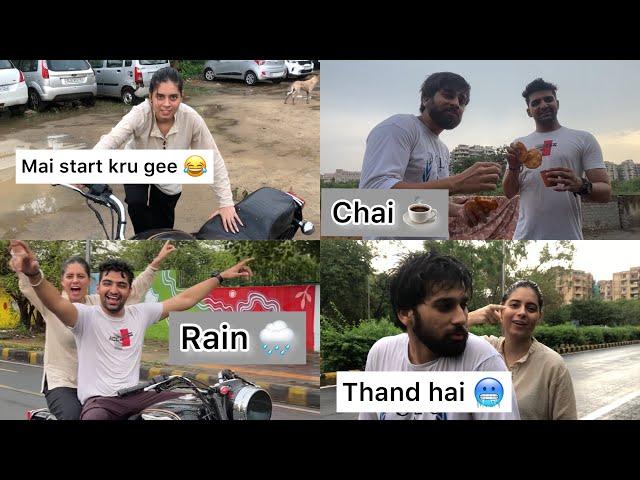 Chai coffee ️ Barish ️ or dost  || Full enjoyment || ​⁠@kajalthegreat ​​@hrithikvlogs5849