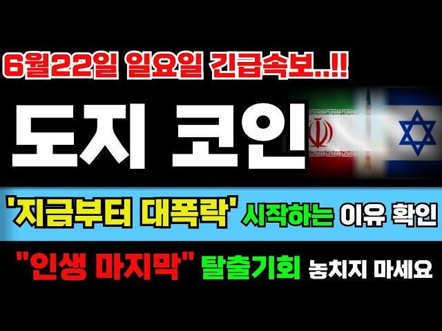 [도지 코인]‼️지금부터 대폭락 시작하는 이유 꼭 확인하세요... 인생 마지막 탈출기회가 될 수도 있습니다