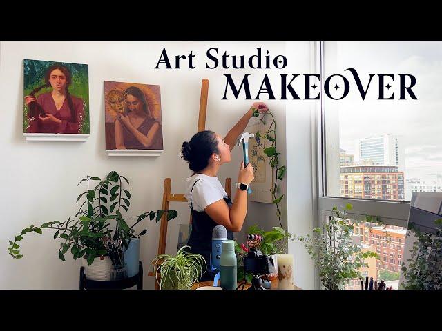 Dreamy ART STUDIO MAKEOVER ️ paint with me, house tour + thrift shopping | art vlog