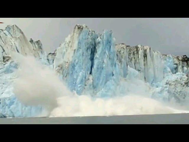 Shocking huge Glacier calving creates huge wave like tsunami 2017 | glacier national park |shockwave