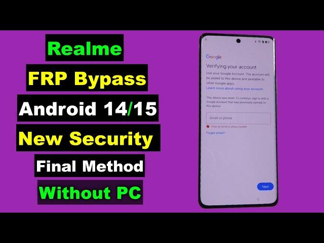 Realme FRP Bypass Android 15/14 Without PC | All Realme FRP Google Account Unlock Android 14/15