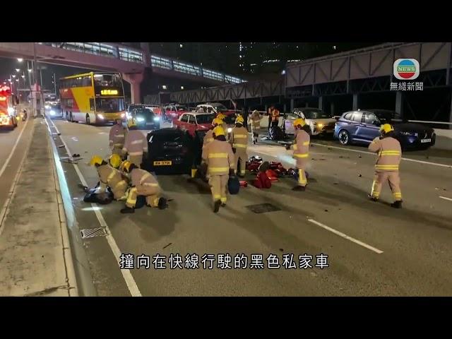 香港無綫｜香港新聞｜1/1/2025 要聞｜ 【西九龍公路致命車禍】最新片段曝光 涉事的士疑切快線與尾隨私家車相撞