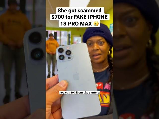 SHE GOT SCAMMED $700 FOR A FAKE IPHONE  #shorts #fake #iphone14promax #apple #iphone #ios