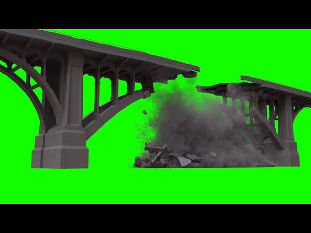 Building & House Collapse Green Screen || 4K Ultra HD ||