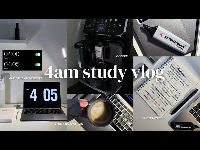 4AM study vlog | studying, productive mornings, taking notes, coffee