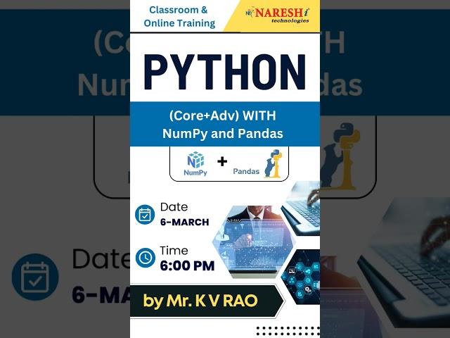 Python New Batch from 6th March @ 6.00pm | Mr. K V Rao